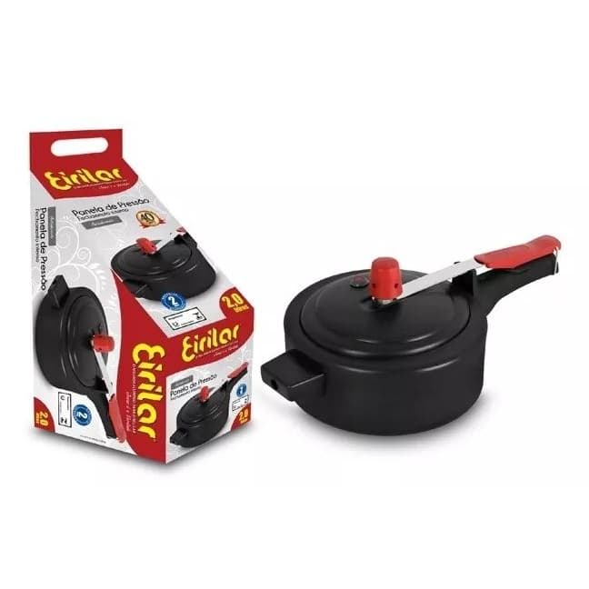 Panela De Pressão 2 Litros Polida/Eiriflon/Bordô Eirilar - Com Haste Limpadora - Envio Rápido