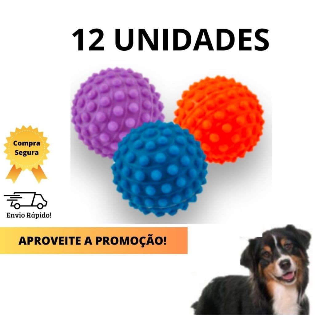 Bolinha Anti-stress Bola com Cravo Fisioterapia Pets Pet Cachorro Cães Gatos Relaxante Massagem - 12 Bolinhas