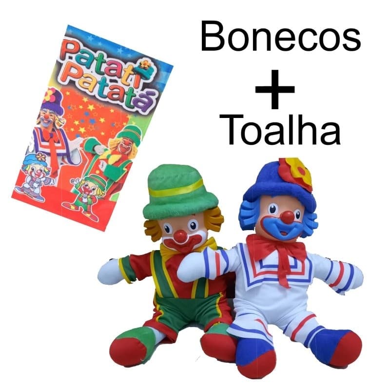 Patati e Patatá 2 Bonecos pelúcia  toalhinha de rosto  presente dia das Crianças barato grandões