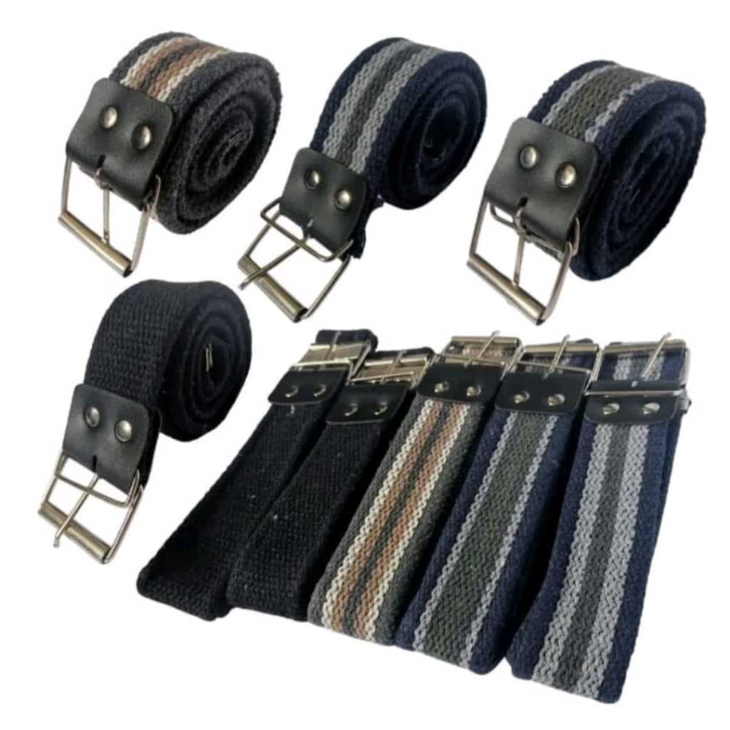 kit 3 cinto masculino lona fivela pino largo Varias Cores Tamanho