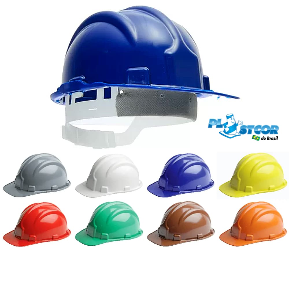 Capacete De Segurança PLT + CARNEIRA - Várias Cores - Selo INMETRO Construção Obra EPI - PLASTCOR Ca 31469