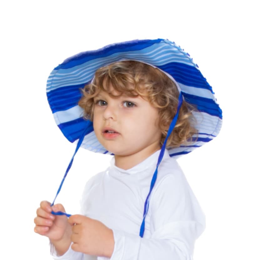 Chapéu Infantil de proteção UV Listrado azul