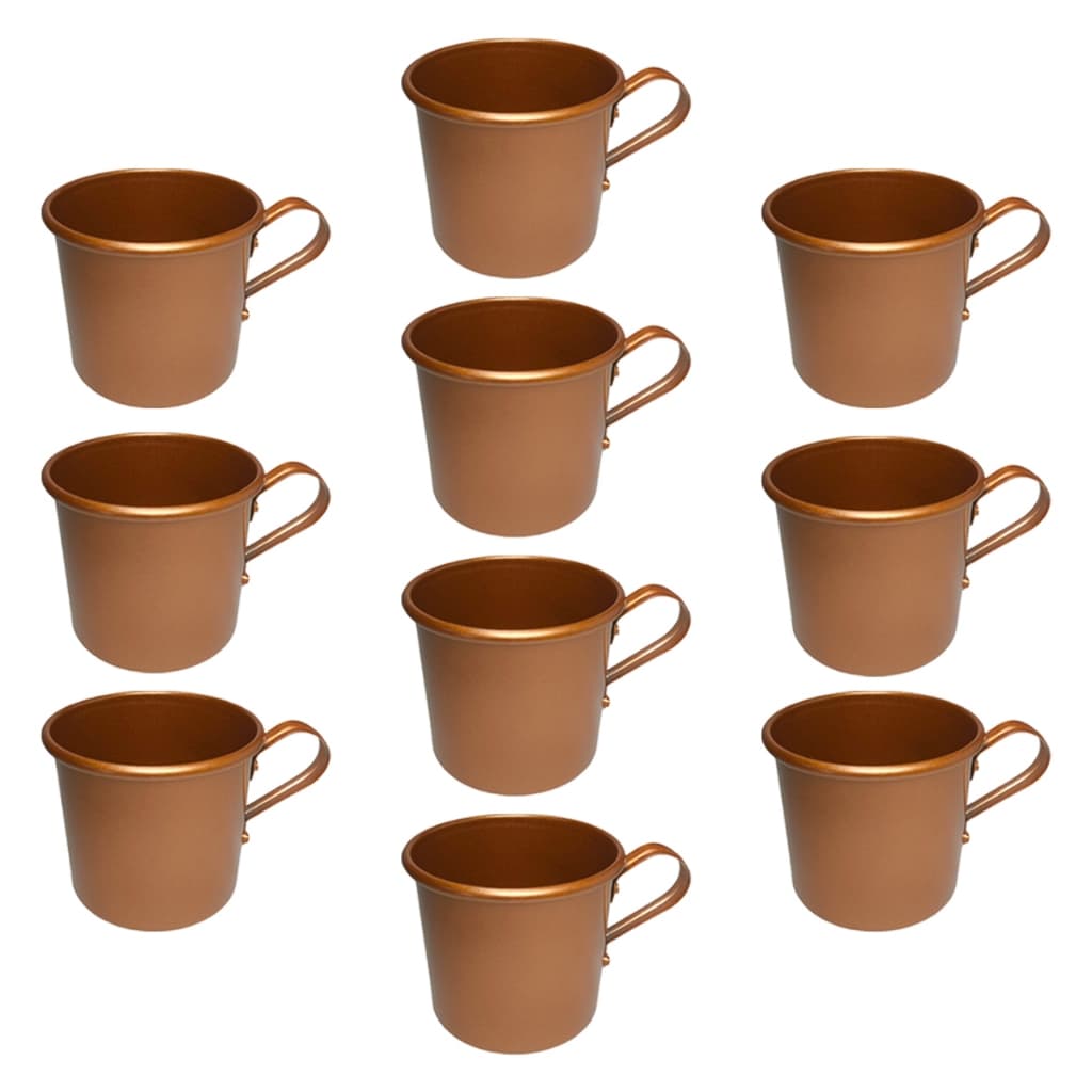 Kit Jogo 10 Caneca Copo Moscow Mule Alumínio Cor Cobre 250ml