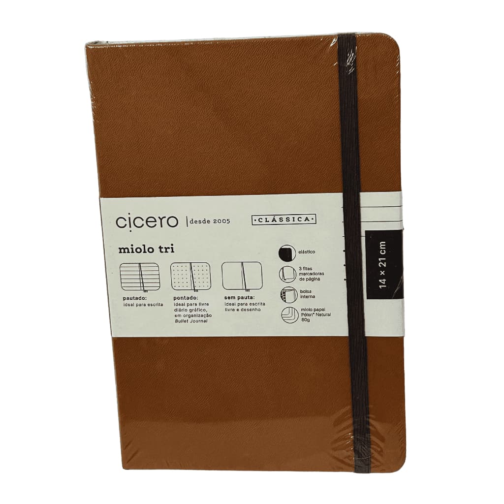 CADERNETA CLASSICA MIOLO TRI 14X21 CARAMELO