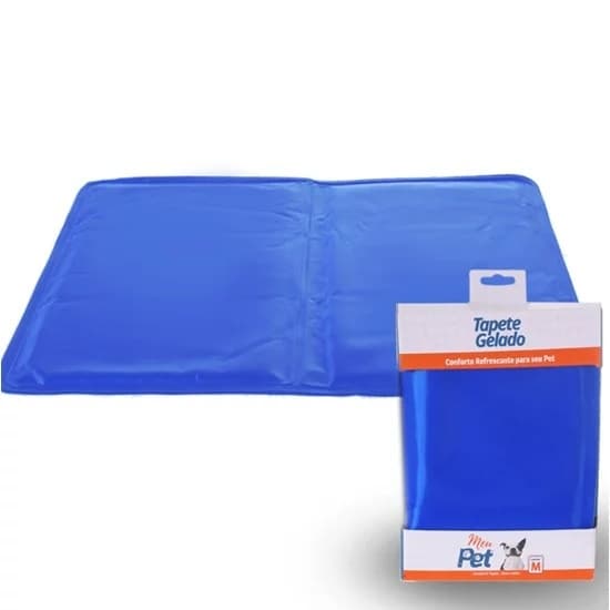 Tapete Gelado Tamanho M 50cm X 40cm para Cães e Gatos AZUL - Meu Pet