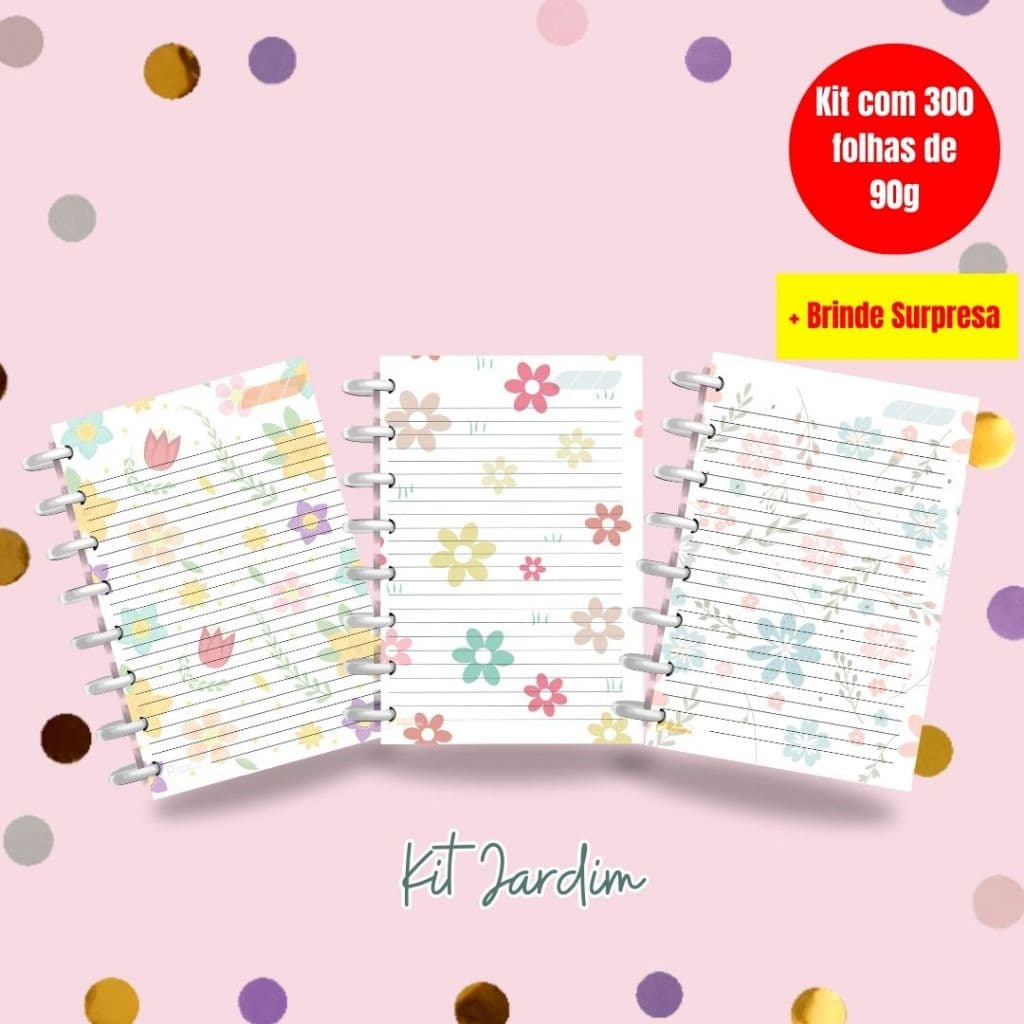 Refil Para Caderno Inteligente 90g I Kit Com 300 Folhas| Material Escolar I Folha Para Caderno De Disco