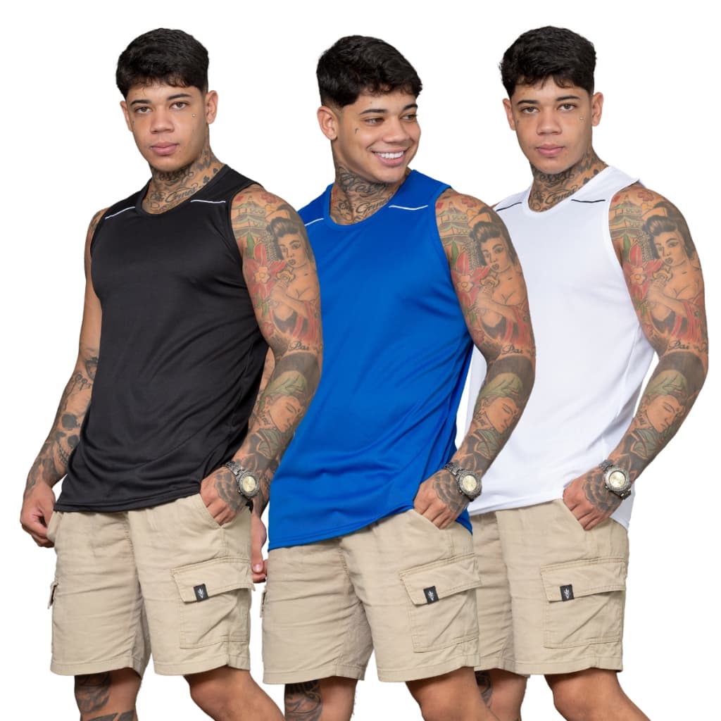 Kit 2 Regatas Masculinas Esportivas Dry Fit P/ Academia Caminhadas Exercicios Fisicos