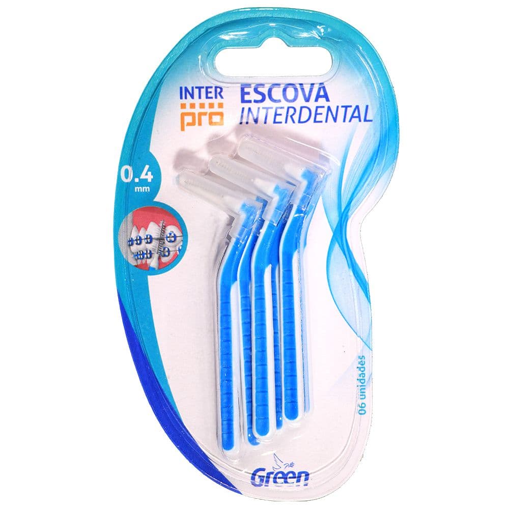 Escova de Dente Interdental Para Limpeza Aparelho Ortodôntico Capa Protetora - Green