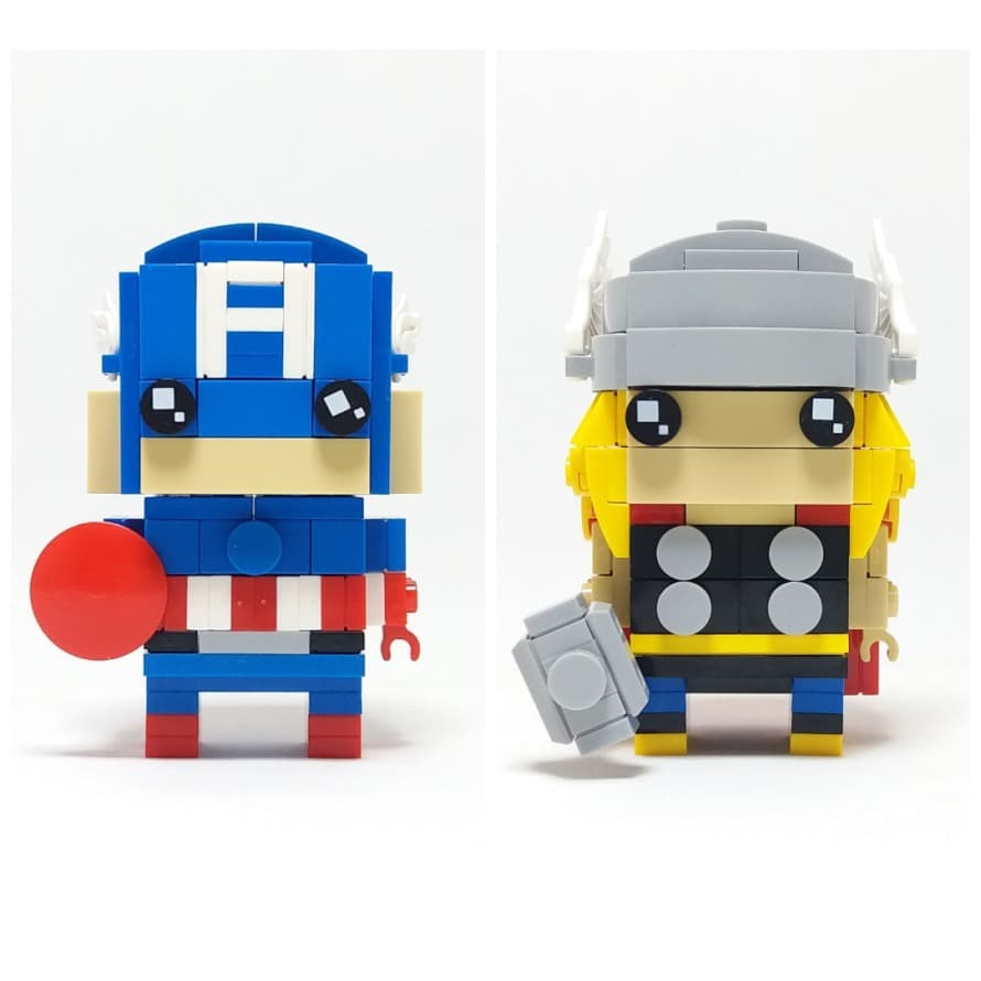 LEGO BRICKHEADZ - BONECOS DE LEGO PERSONAGENS DA MARVEL - CAPITAO AMERICA / THOR