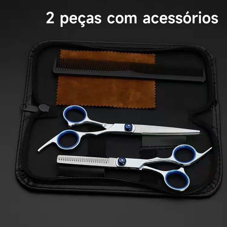 Kit 2 Tesouras Inoxidavel Cabelo Cabeleireiro Profissional Premium