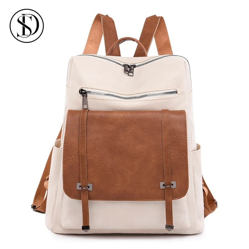 Mochilas Femininas Escolar Bolsa De Viagem Faculdade Cor Preto/Branco 1382