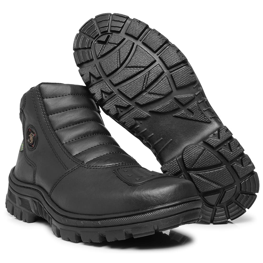 Bota Masculina Coturno Militar Motociclista Marotto Cano Médio Zíper