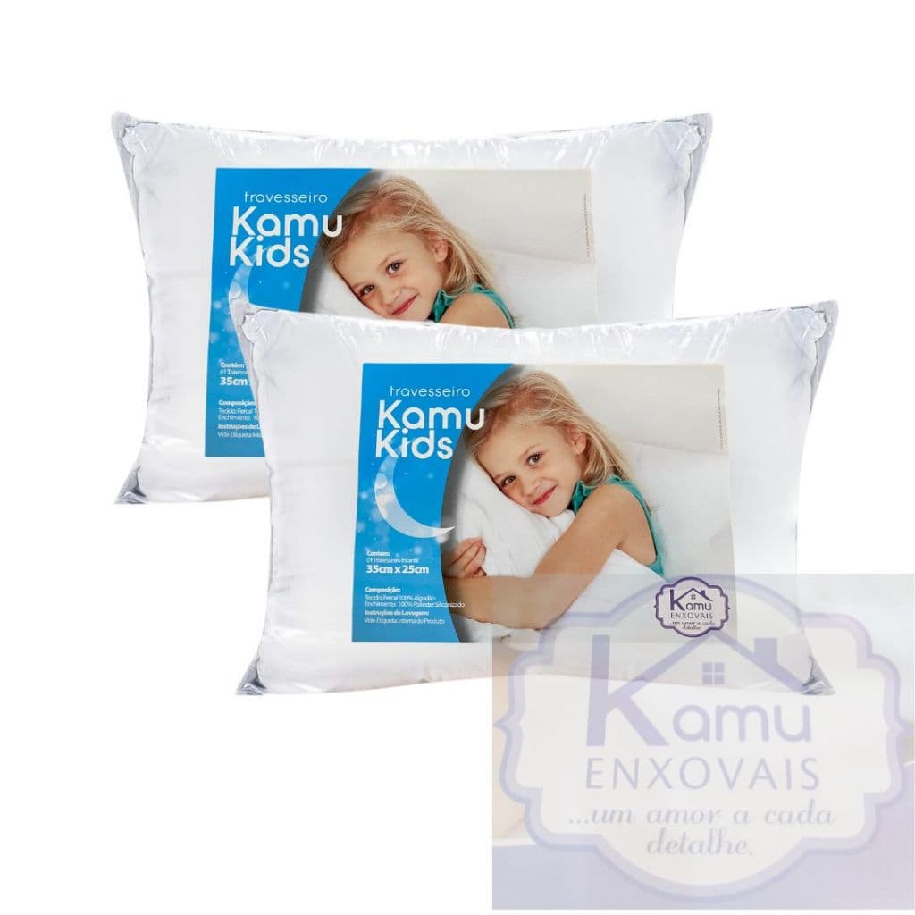 Travesseiro Infantil Antialérgico Kids 35x25cm 180 Fios 100% Algodão