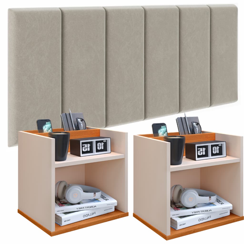 Conjunto Quarto 2 Mesas De Cabeceira e 1 Cabeceira para Cama Casal