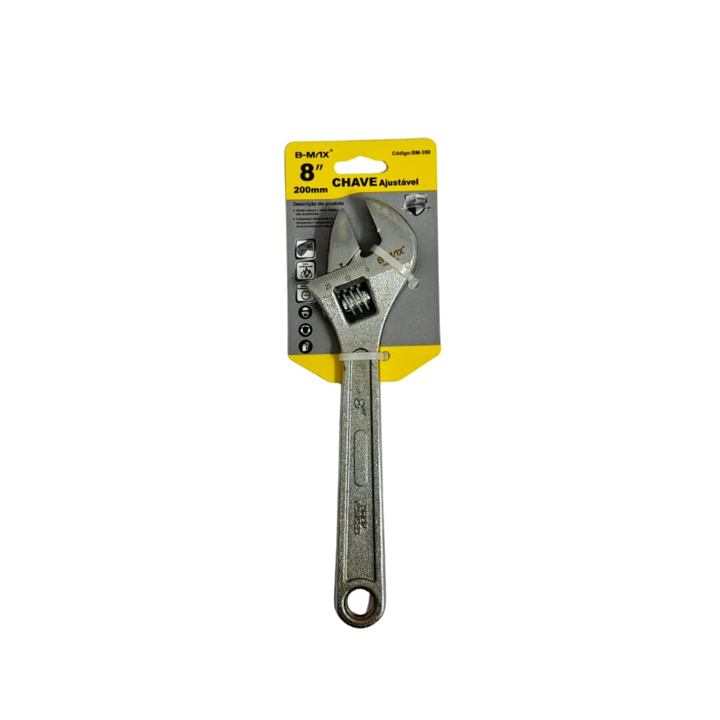 Chave Inglesa Ajustável 8 Polegadas Abertura De 200mm Aço Carbono