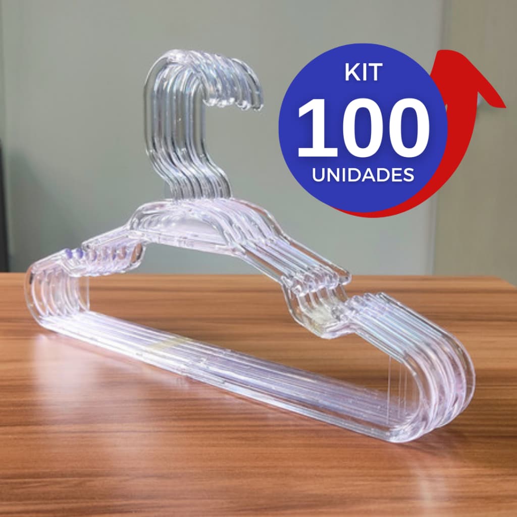 Kit 30 a 100 cabides infantil cristal para roupas de criança bebê Cabide reforçado acrílico