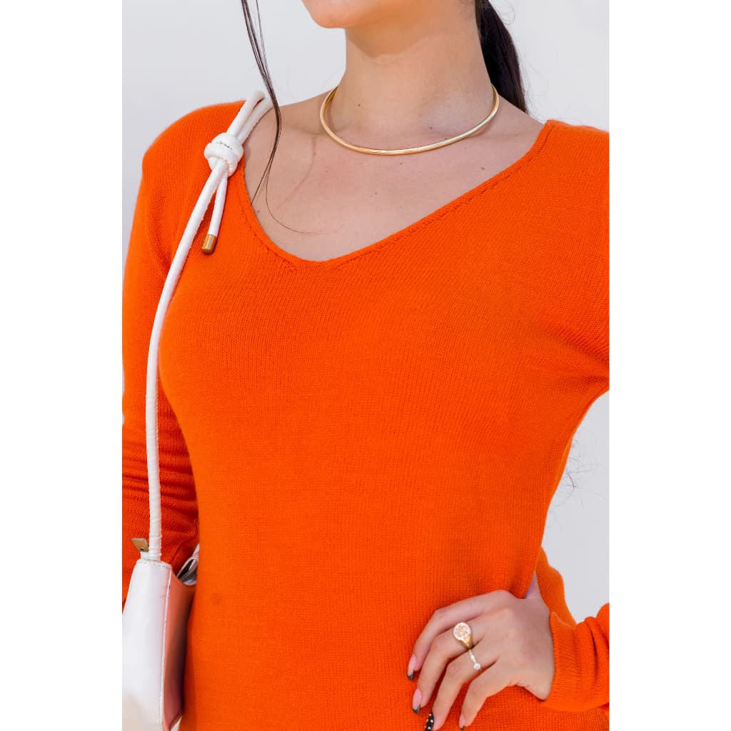 Blusa Feminina Estilosa Gola V Tricot Modal Inverno | Blusa de Frio Feminina Roupa Feminina