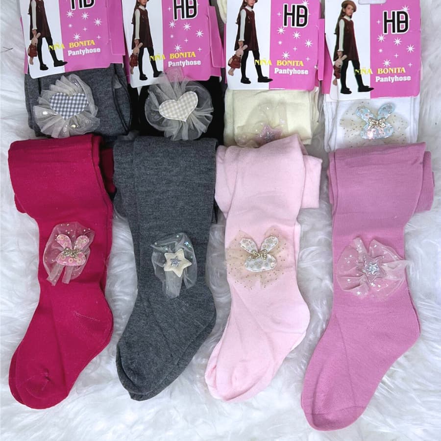 Meia Calça Lisa Com Laço/ Infantil Feminina Inverno