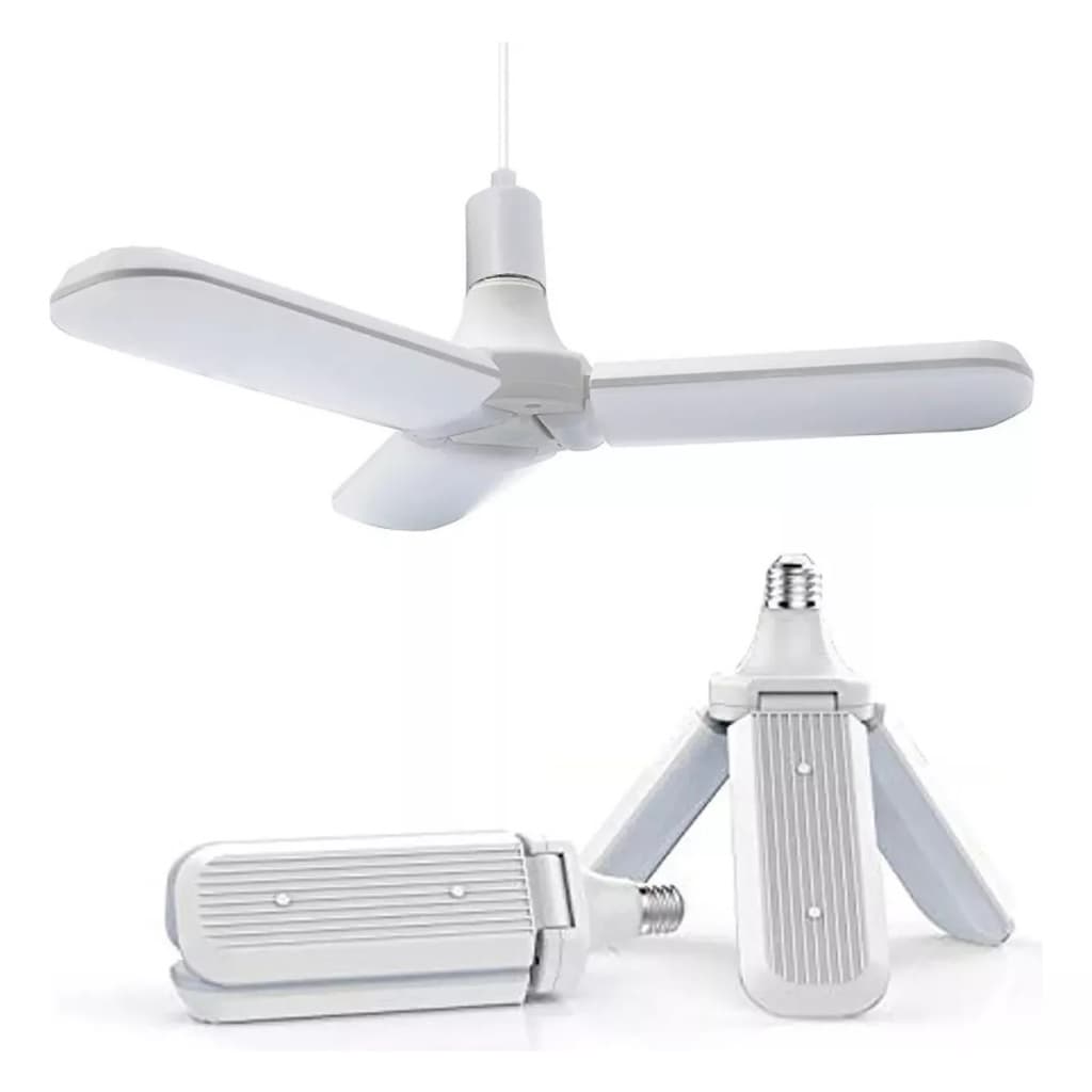Lâmpada Bulbo LED Pétalas 45W Dobrável Ajustável  Luminária Fan Blade de 3 Folhas/Pás E27 Bivolt