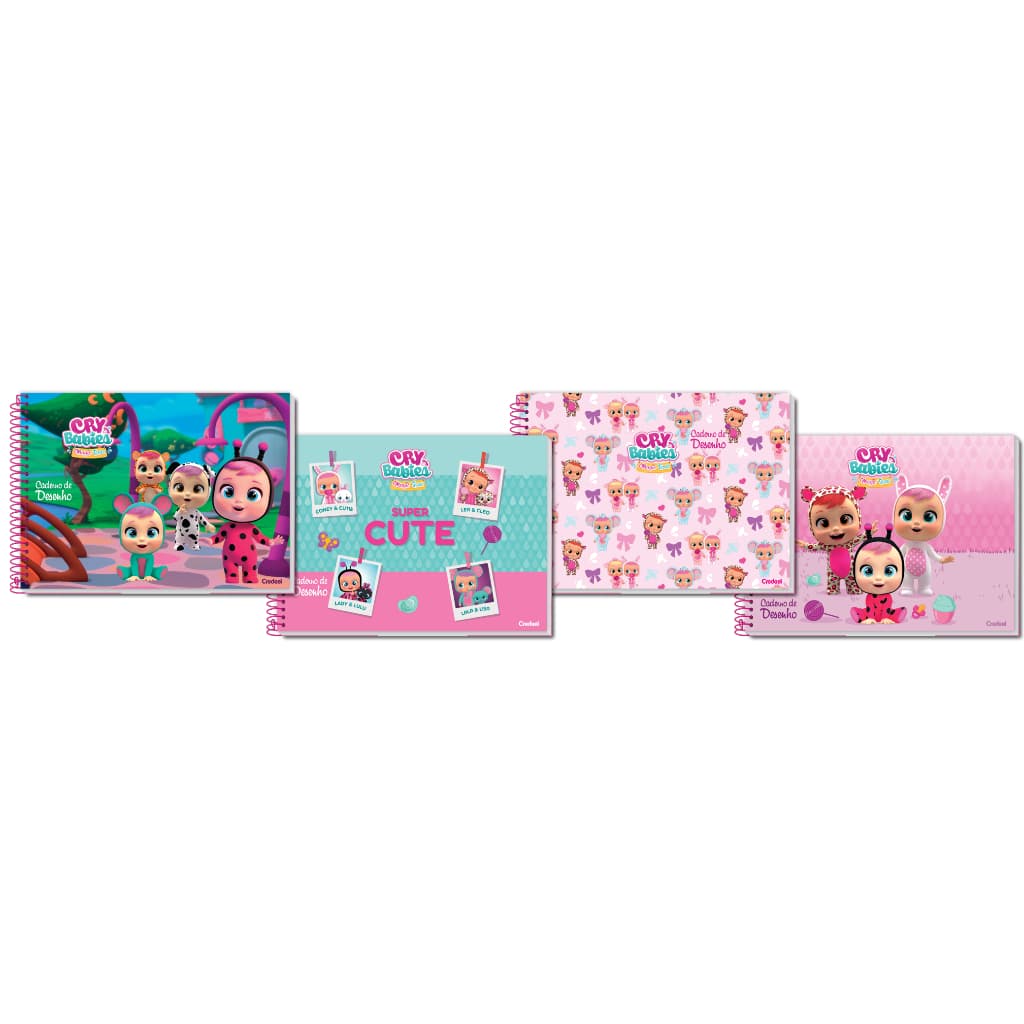 Caderno De Desenho Cry Babies Capa Dura 80 Folhas Credeal