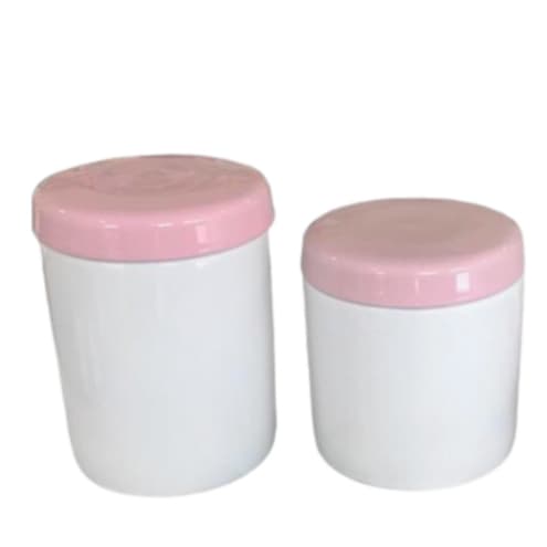 Potes armazenar porcelana com tampa de porcelana rosa delicado para kit higiene bebe menino menina porta algodão porta cotonete