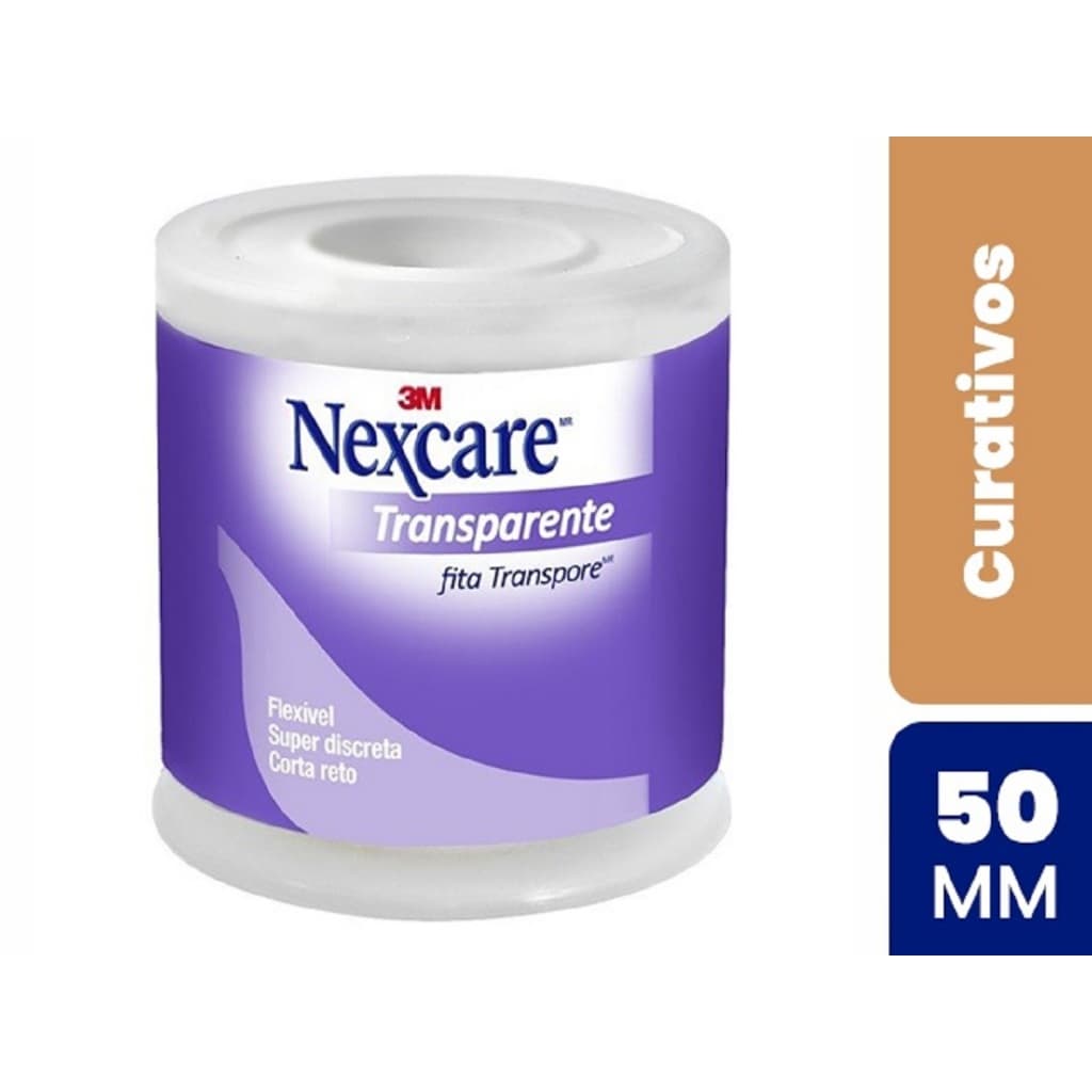 Nexcare Transpore transparente 50mmx4,5m rotulo roxinho 3M original  oferta