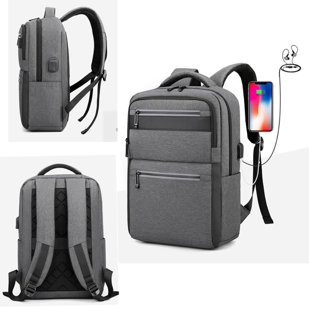 Mochila Para Notebook Unissex com Cabo USB Impermeável Bolsa Executiva de Viagem Multifuncional