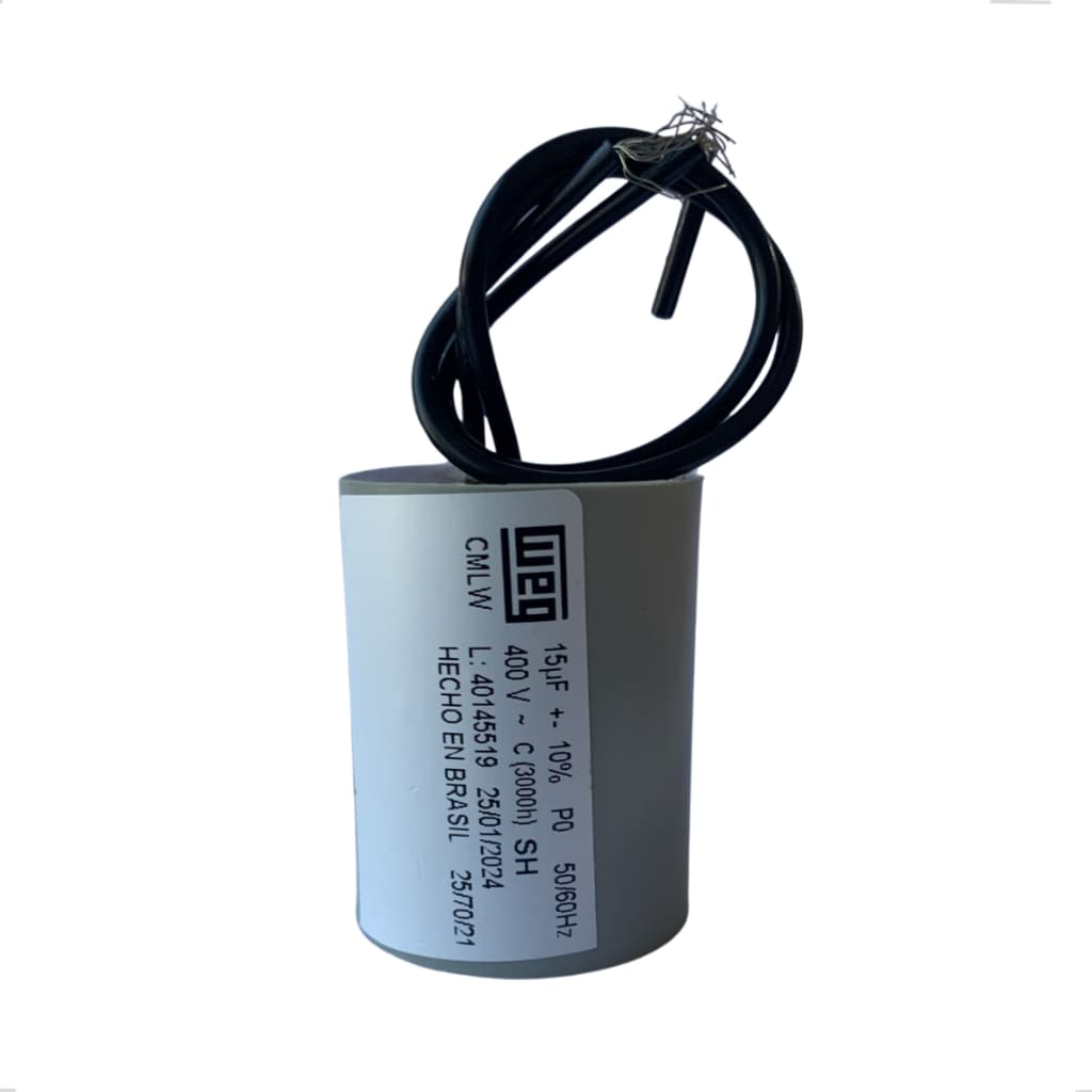 Capacitor 15uf 380/400v 50-60hz 2 Fios Motor Lavadora Maquina Lavar Ar Condicionado WEG