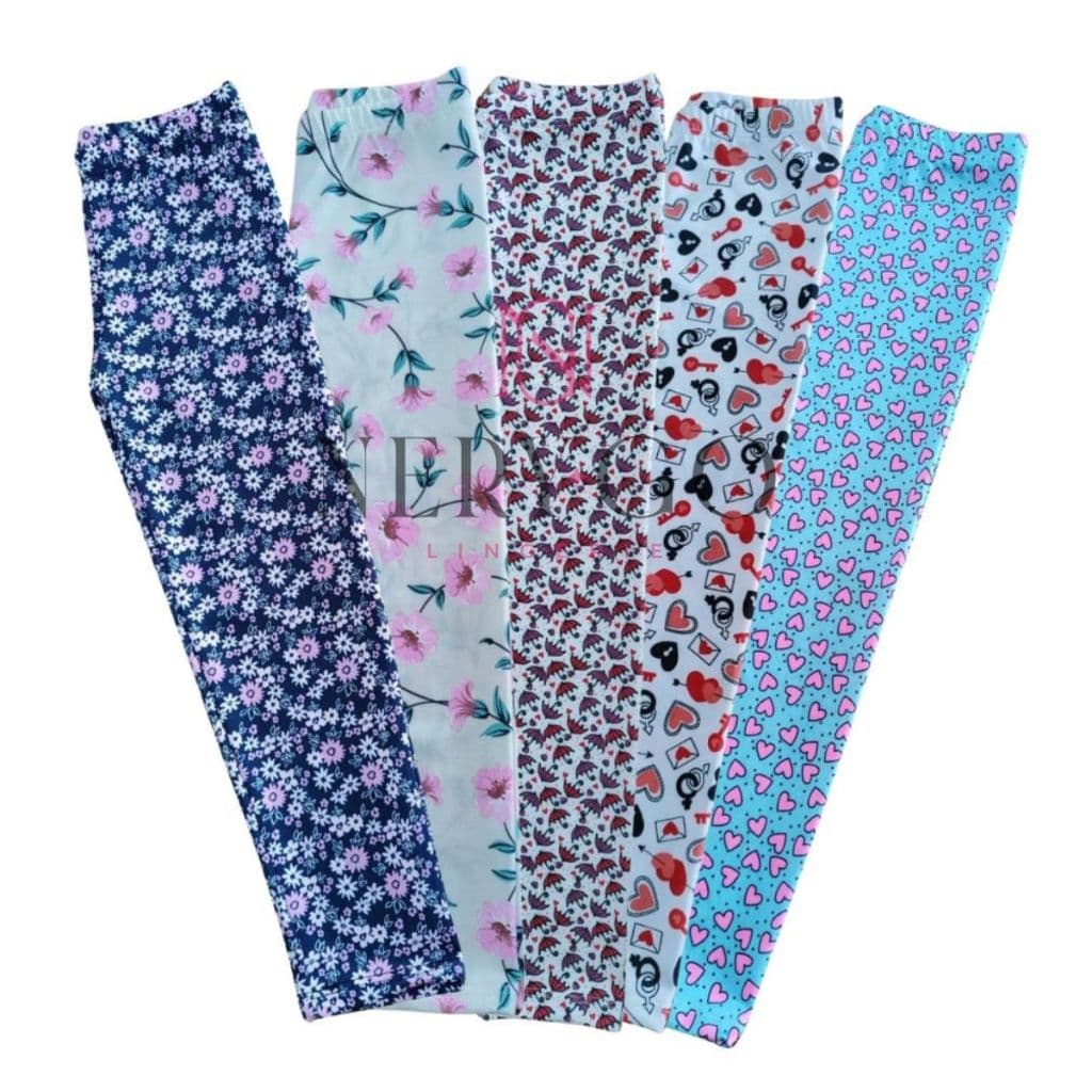 Kit  Calça Legging  Estampada Infantil Menina Básica