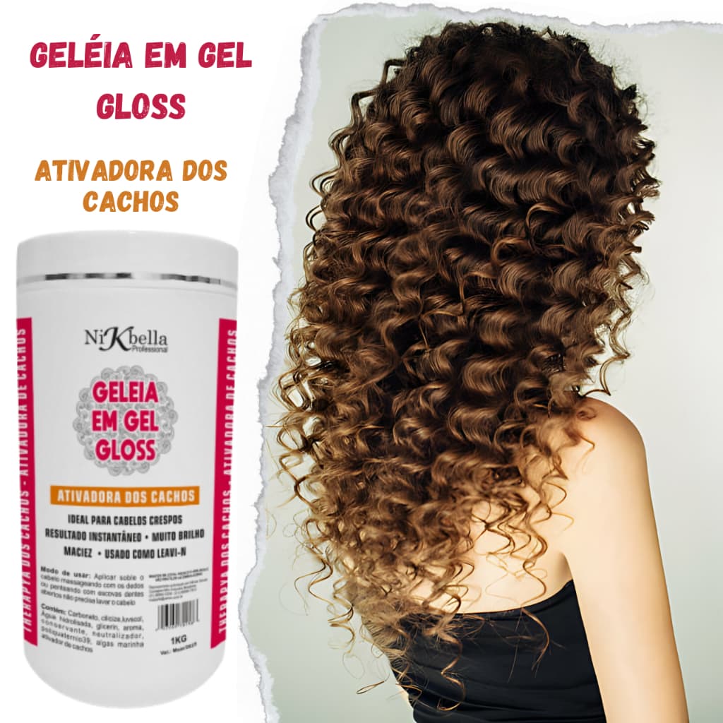 Gelatina Para Cabelos Cacheados, Ondulados, Afro e Crespos 1KG - Alta Definição - Antifrizz