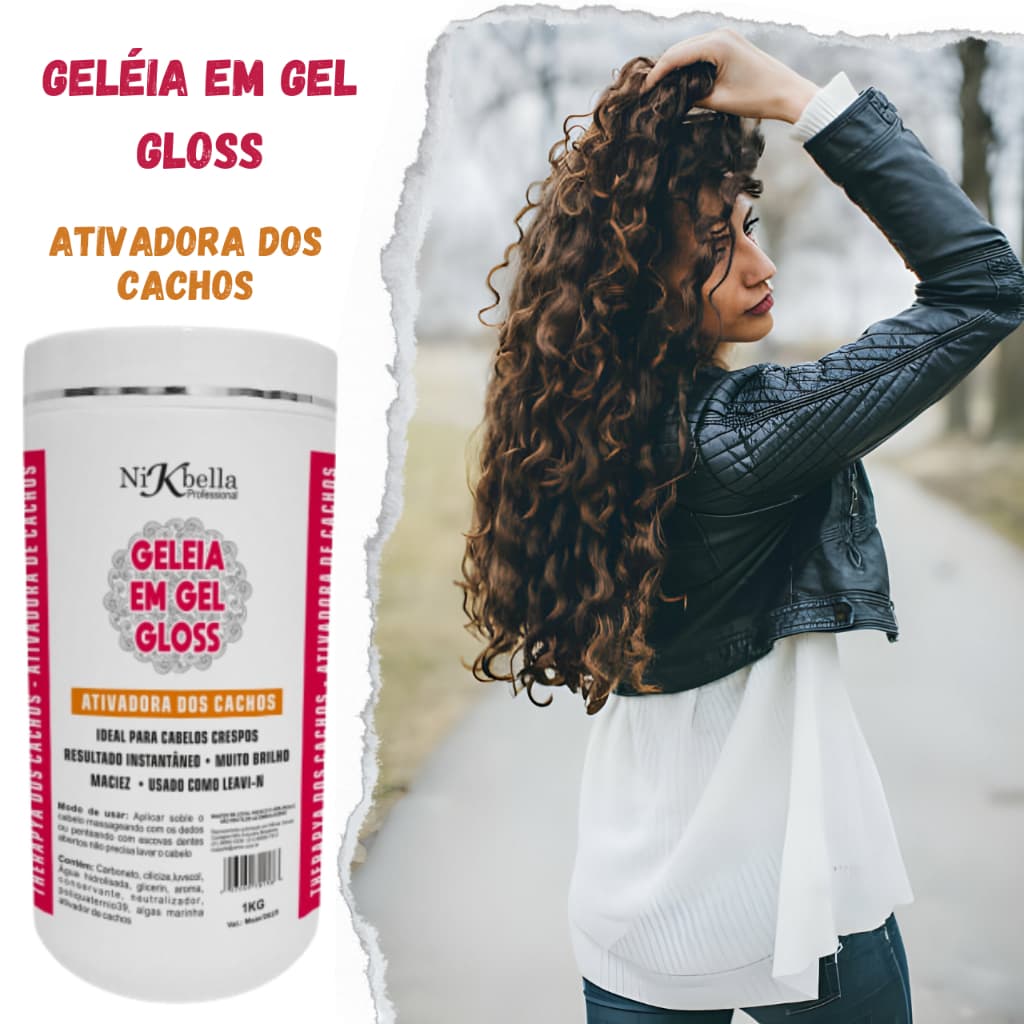 Gelatina Capilar Creme de Pentear Ativação Cachos Super Definição Desprogressiva 1kg