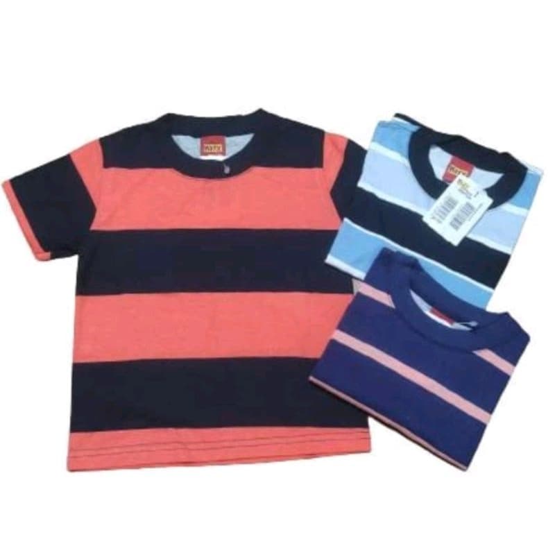 Kit 03 Camiseta Infantil Juvenil Listrada 100% Algodão 02 ao 14 ( Cores Variadas)