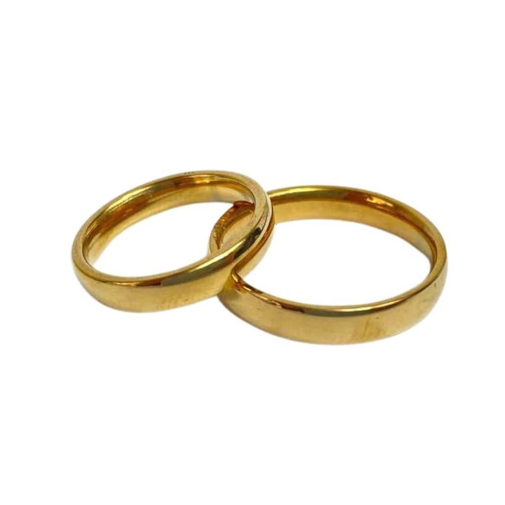 Aliança Dourada Redonda Lisa 4 Mm Em Aço Inox