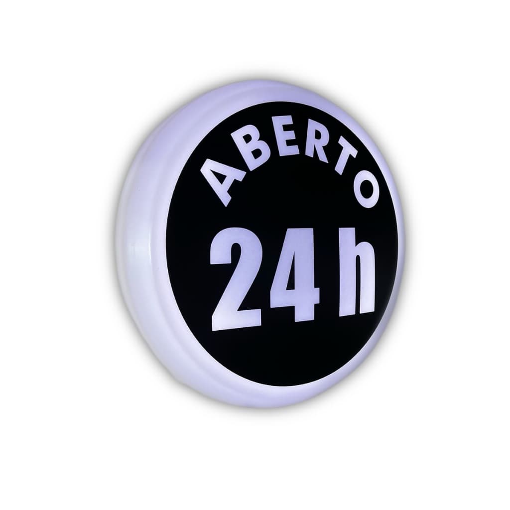 Placa Led Luminosa  Aberto 24 horas 50 cm