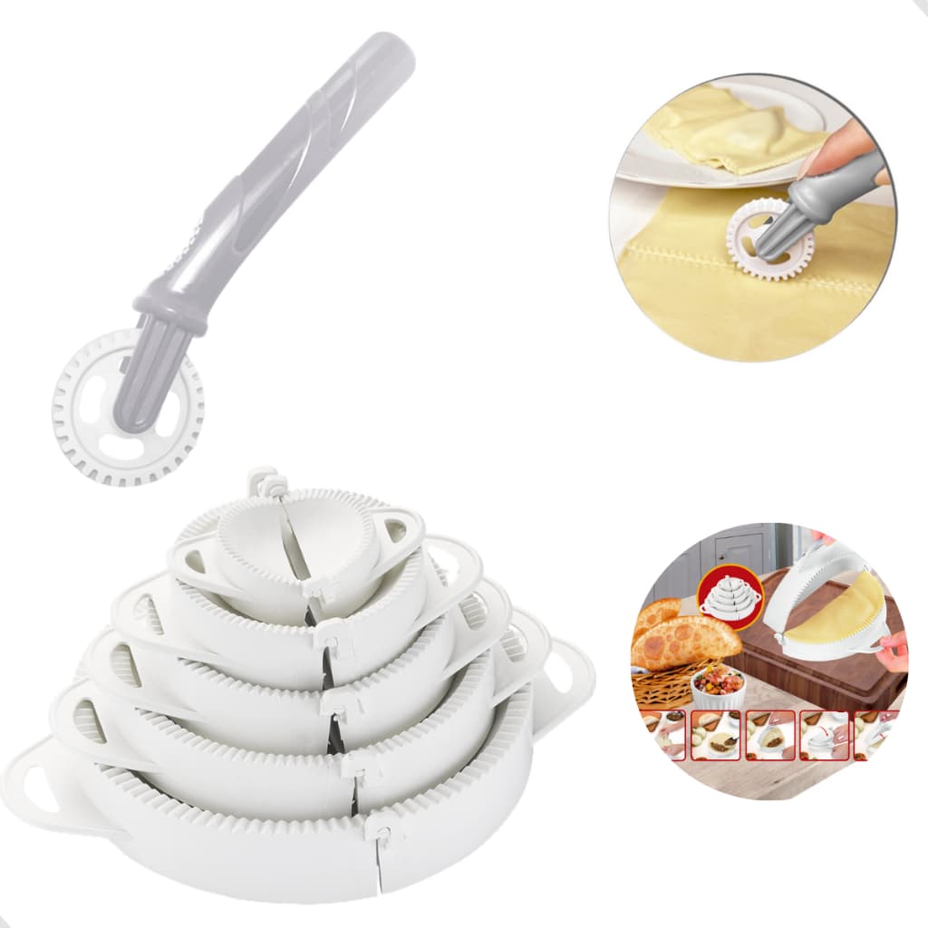 Kit 1 Carretilha e 5 Formas Molde Para Pastel Fogazza Risole
