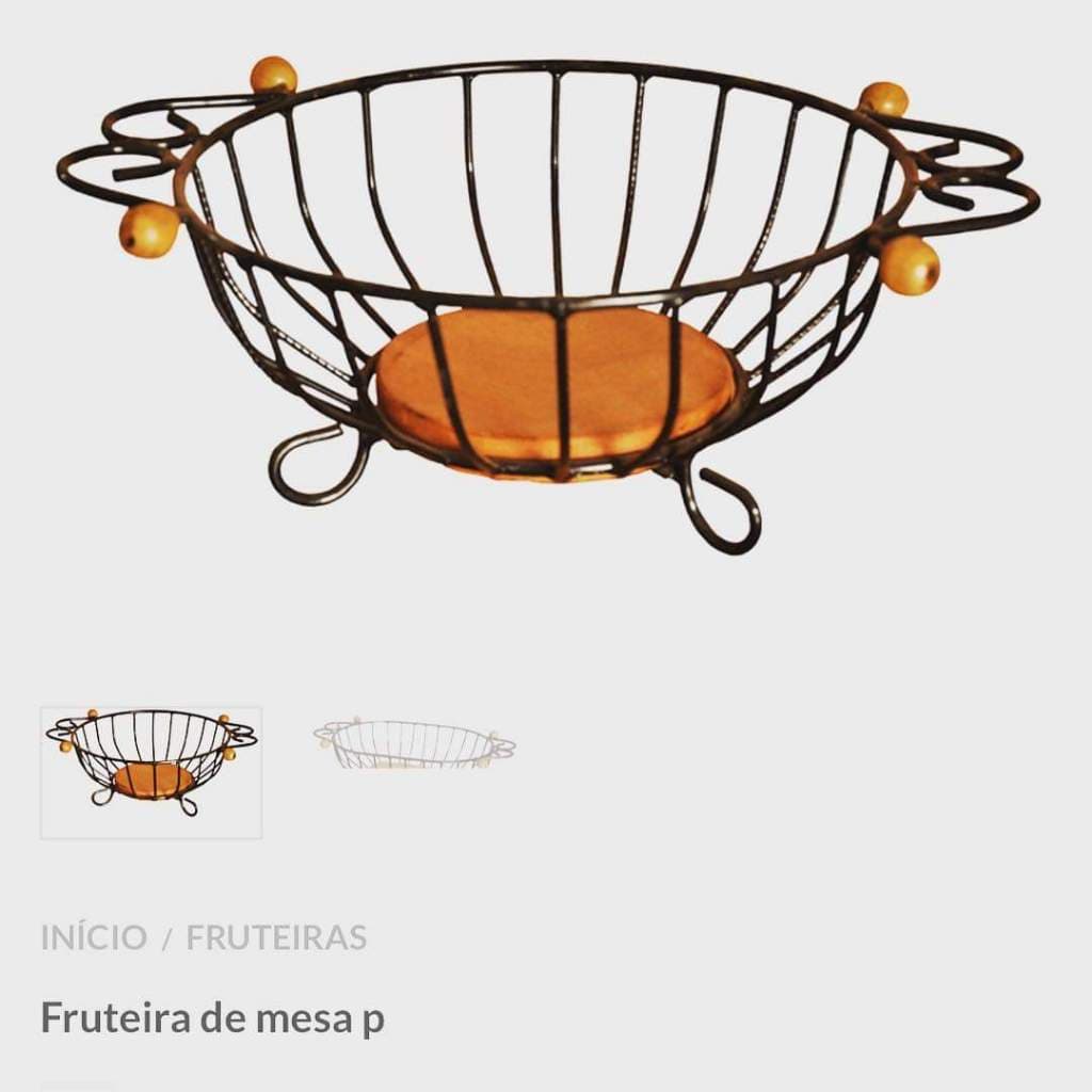 Fruteira artesanal redonda de madeira rústica ferro para mesa de cozinha sítio fazenda versátil