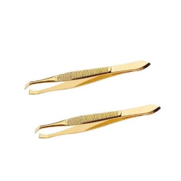 Kit 3 Pinças de Sobrancelha Douradas Precisão Pelos Sobrancelha Design Pinça Dourada