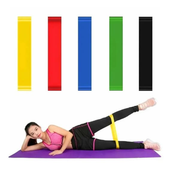 Kit 5 Faixas Elásticas Para Exercícios Multifuncional Yoga Fisioterapia e Treino