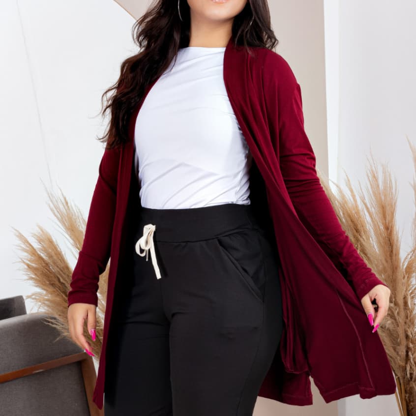 Cardigan Feminino Casaquinho Meia Estação Slim Aberto Kimono Cardigã Outono Inverno