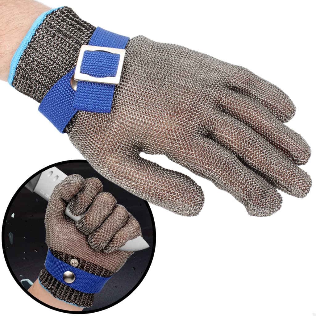 Luvas Açougueiro De Aço Inoxidável Anti-Corte Resistente Ao Desgaste Abate Jardinagem Protege  Mãos Malha Metálica