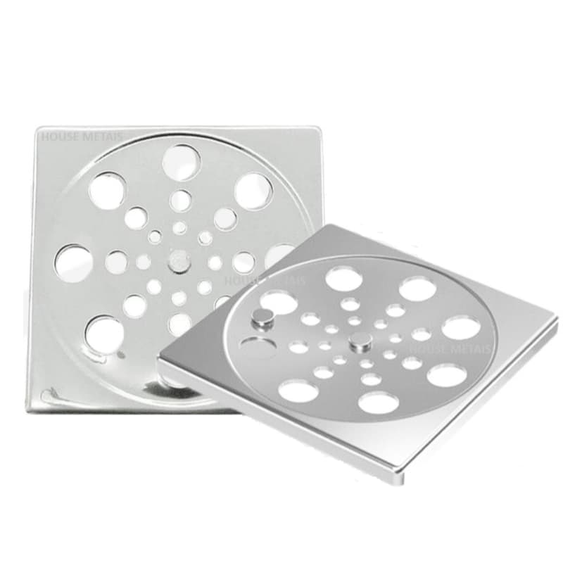 Ralo Tampa Grelha 15x15cm ( INOX QUADRADO ) Abre E Fecha Rotativo Banheiro