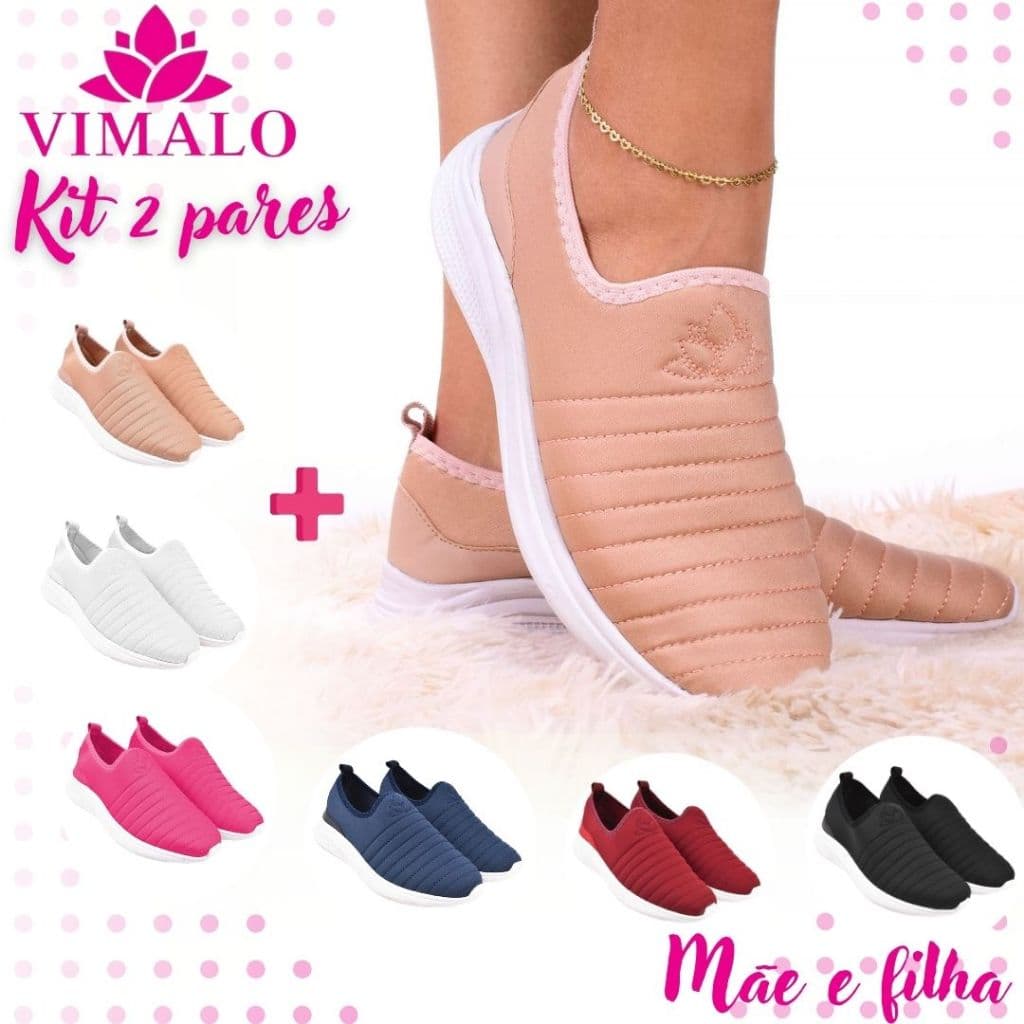 Kit 2 pares : Tênis Jogging Feminino  VL02 NUDE +  VL ADICIONAL