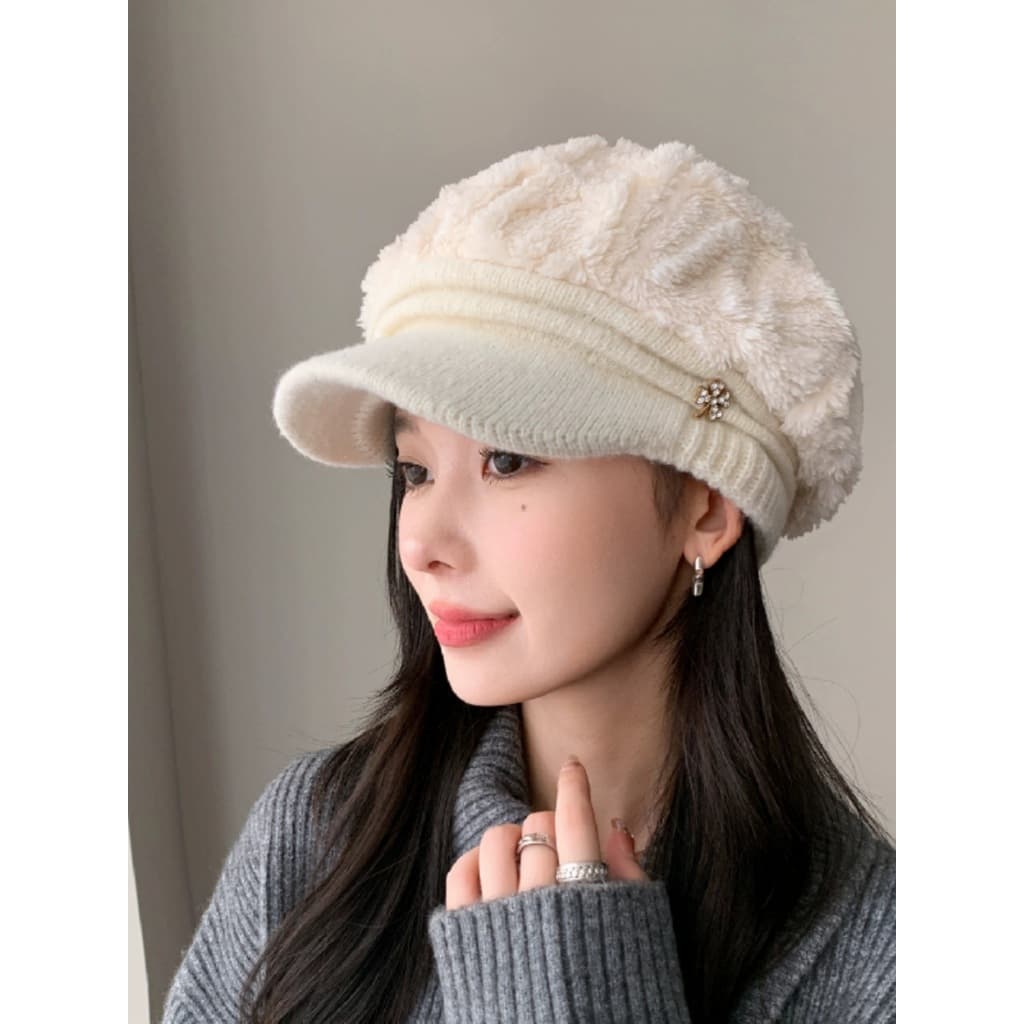 Chapéu feminino de malha de outono e inverno boina quente chapéu de lã da moda