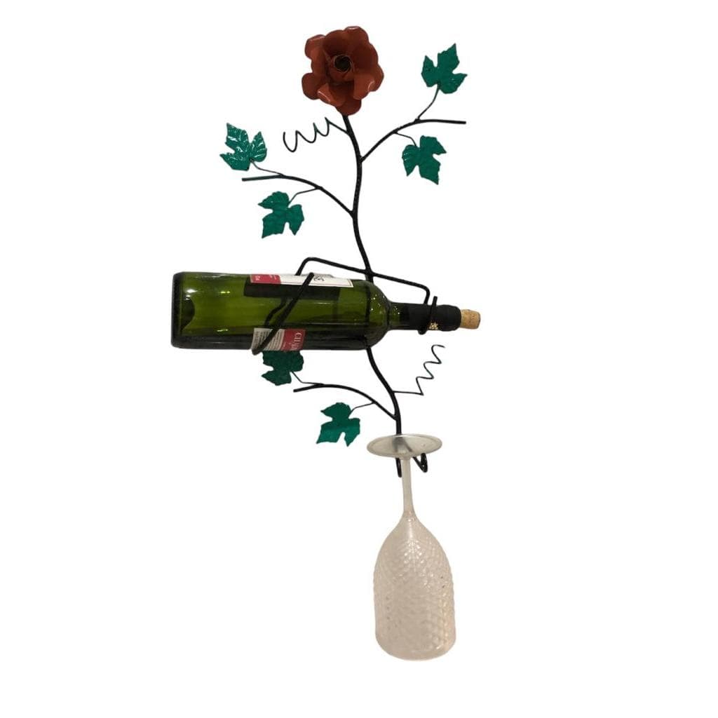 Adega Aramada Artesanal de Parede - Flor Vermelha