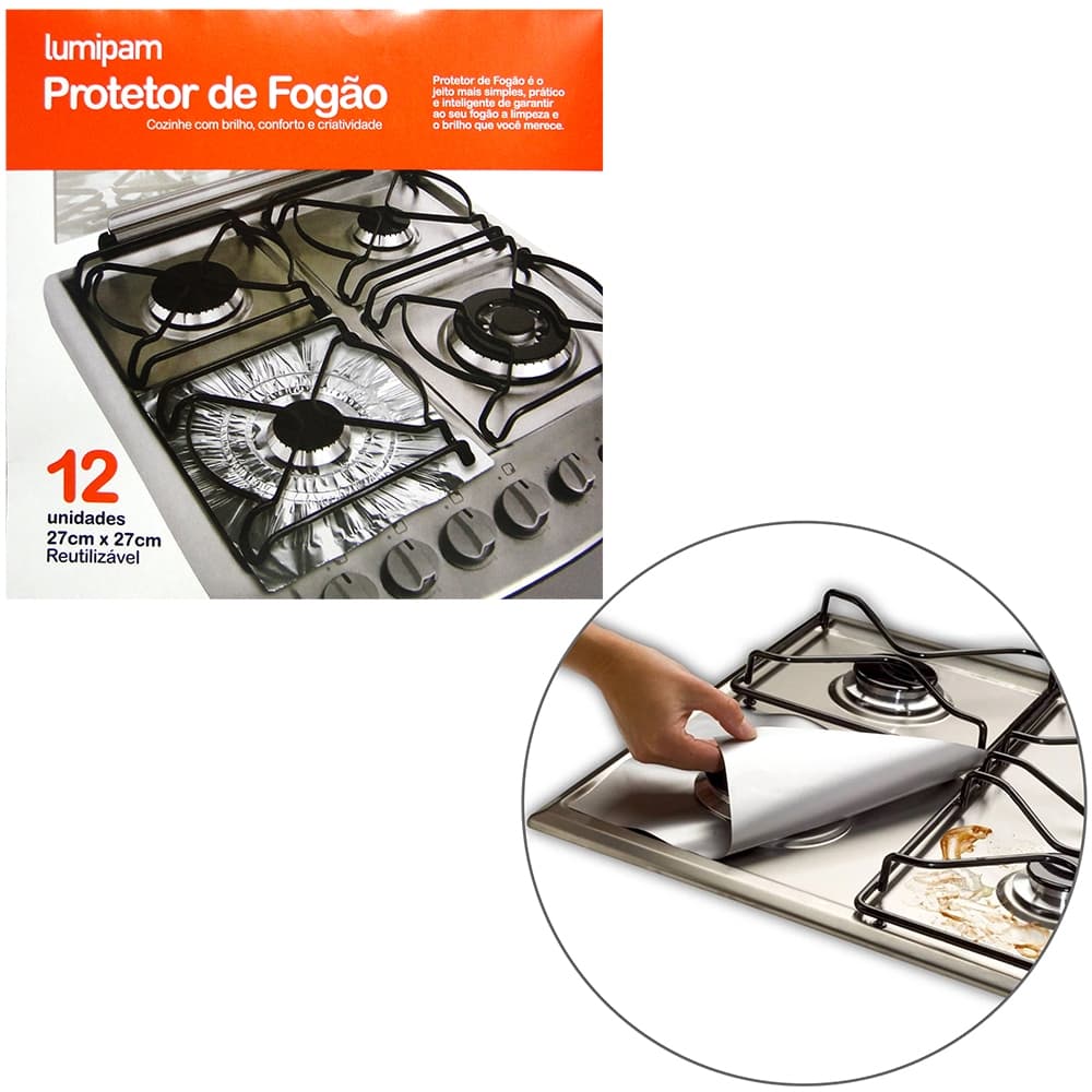 Protetor De Fogão Reutilizável 12 Peças 27X27CM
