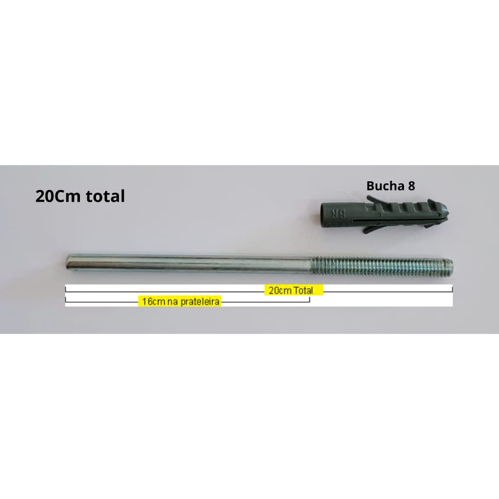 Suporte Invisível Para Prateleiras  20cm + Bucha N.08