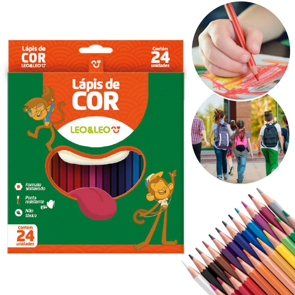 Lapis De Cor 24 Cores Sextavado Linha Sextavado Premium