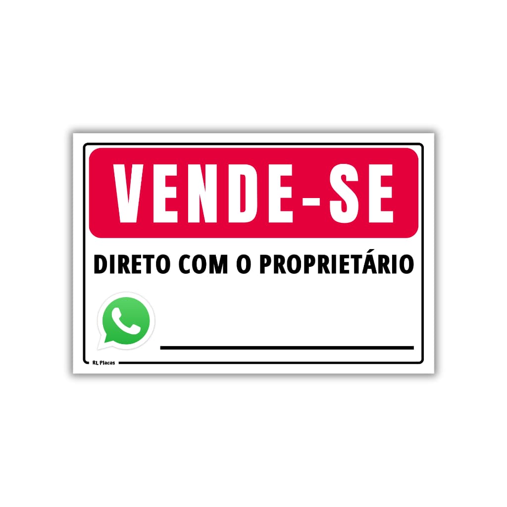 Placa Sinalização Vende-se Direto Com O Proprietário 30x20 cm