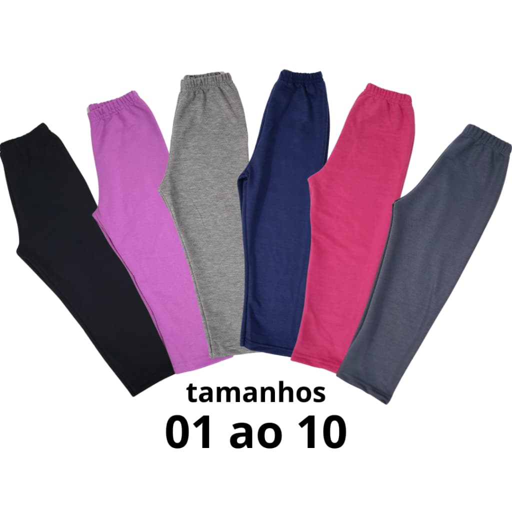 Kit 03 Calça Moletom Infantil Menino Menina Sortidas Inverno Meia Estação Frio