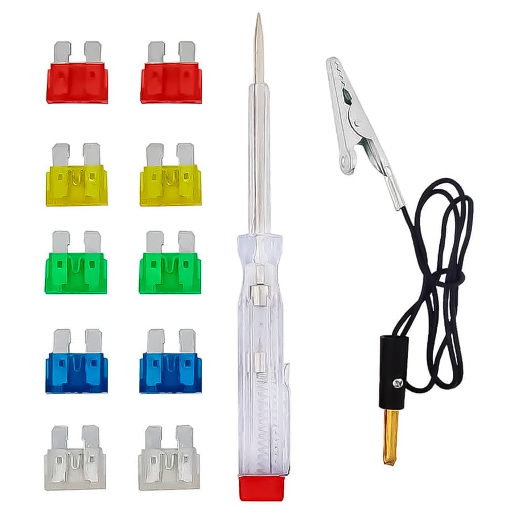 Kit Elétrica 10 Fusível Automotivo + Chave Teste Garra Jacaré Universal Uso Geral Prático Reposição